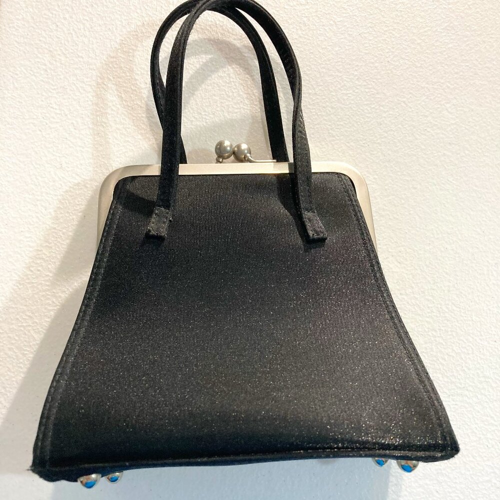 Vintage Mache Black Handbag Purse Clutch Evening Snap Closure Small